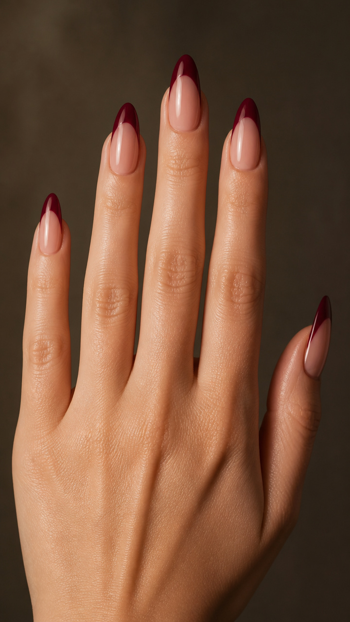 Crimson Moon French with Almond Shape