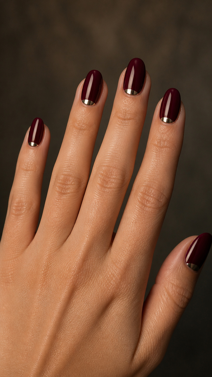 Dark Wine Gloss with Floating Chrome Half-Moon