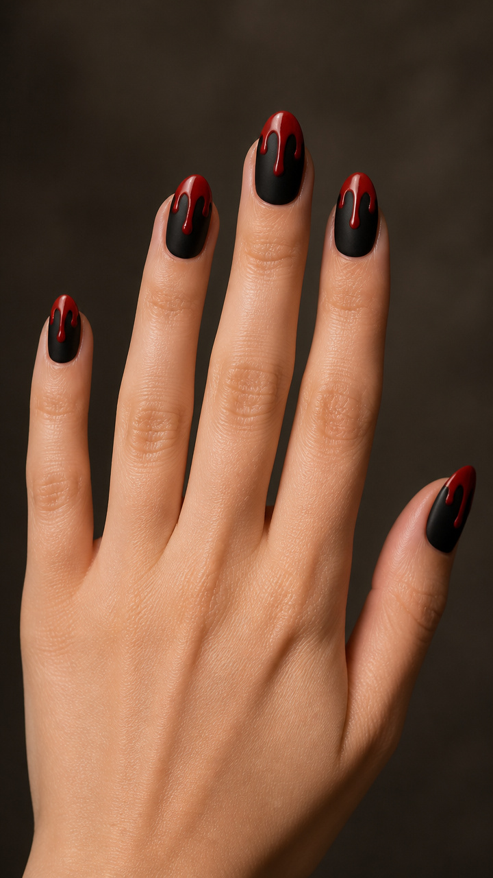 Matte Black with Red Dripping Wax Accents
