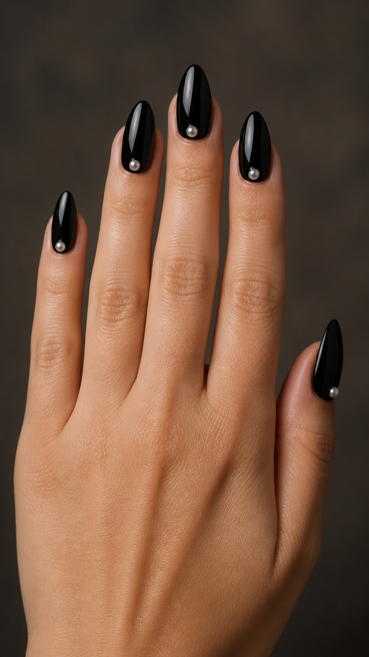 Raven Black with Single Pearl at Cuticle
