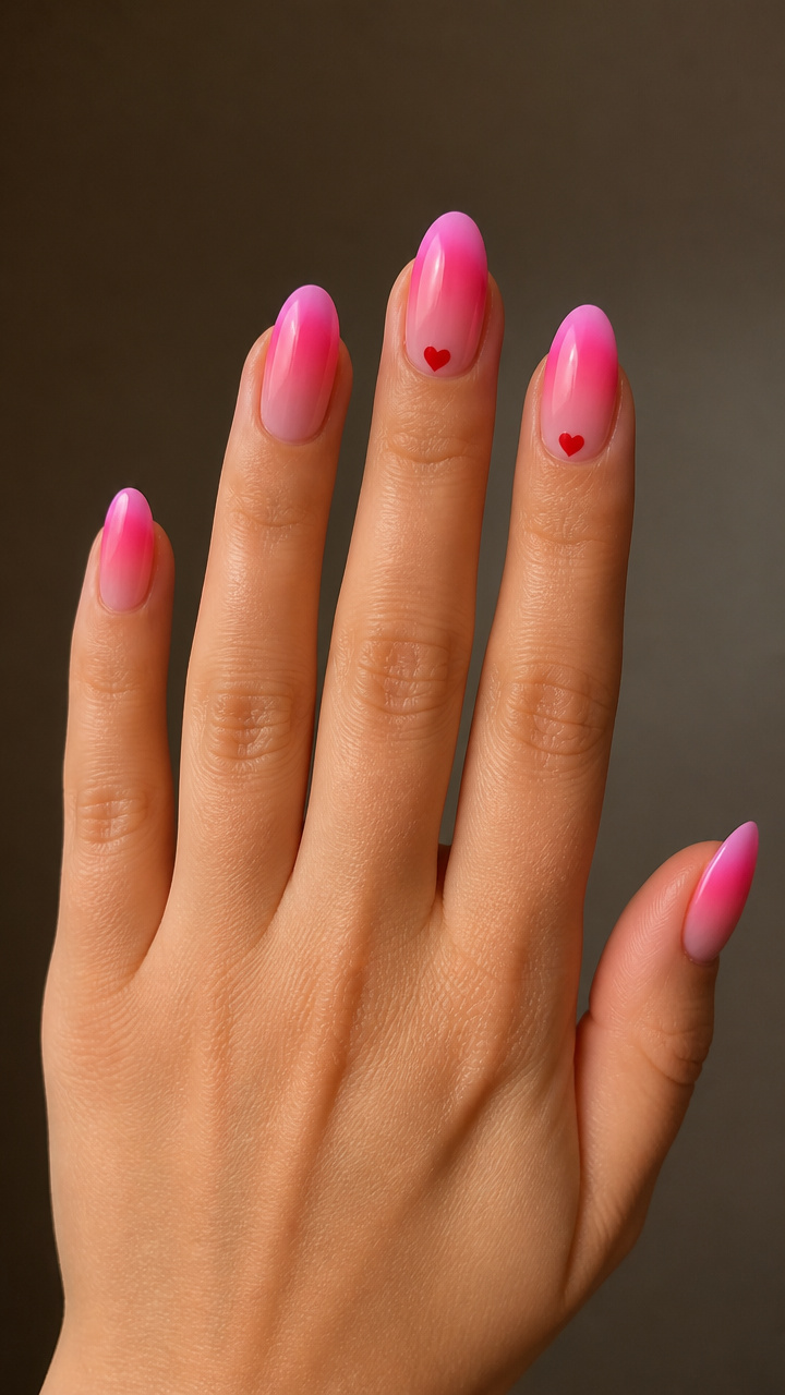 Pink Ombre with Tiny Heart Accents