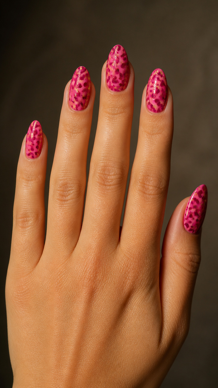 Pink Leopard Print with Gold Flecks