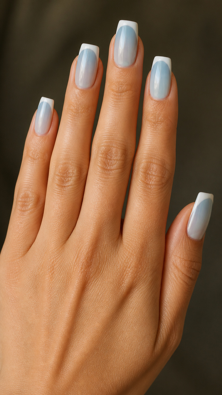 Glacier Ombre with Icy White Tips