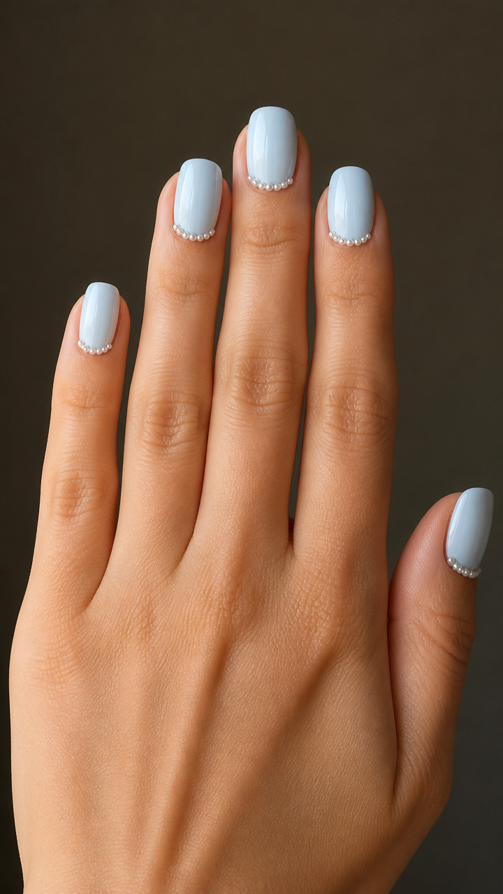Powder Blue with Pearl Border