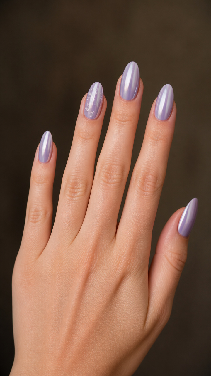 Icy Lavender Chrome with Minimalist Snowflakes