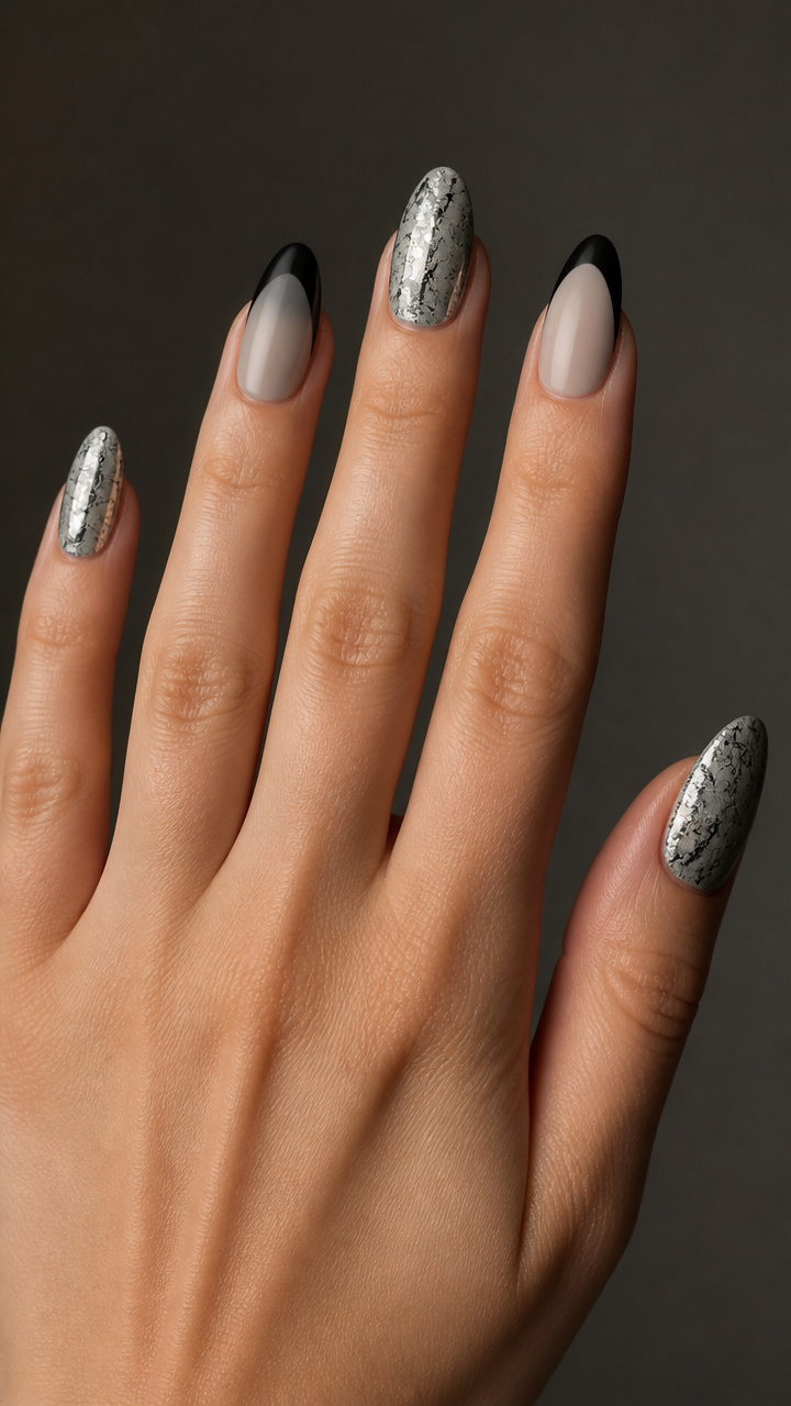 Icy Chrome Grunge with Matte Black Accents