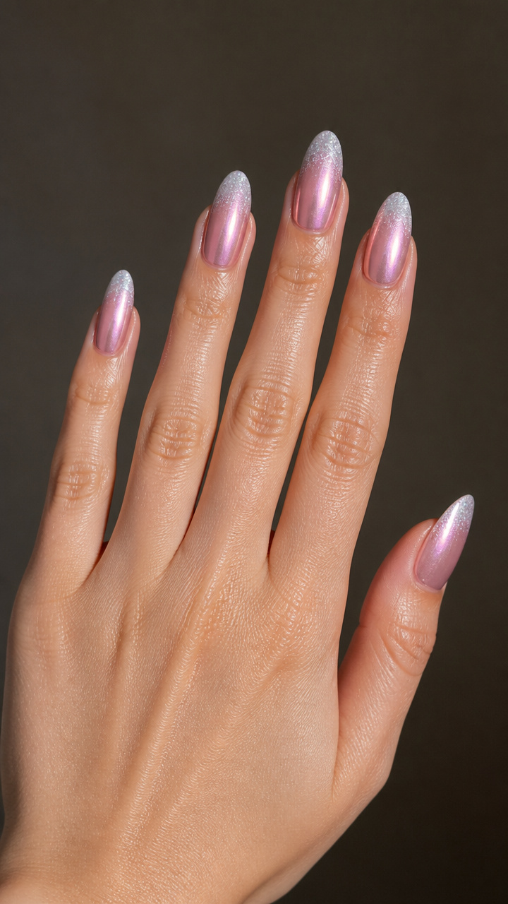Rose Quartz Chrome with Frosted Tips
