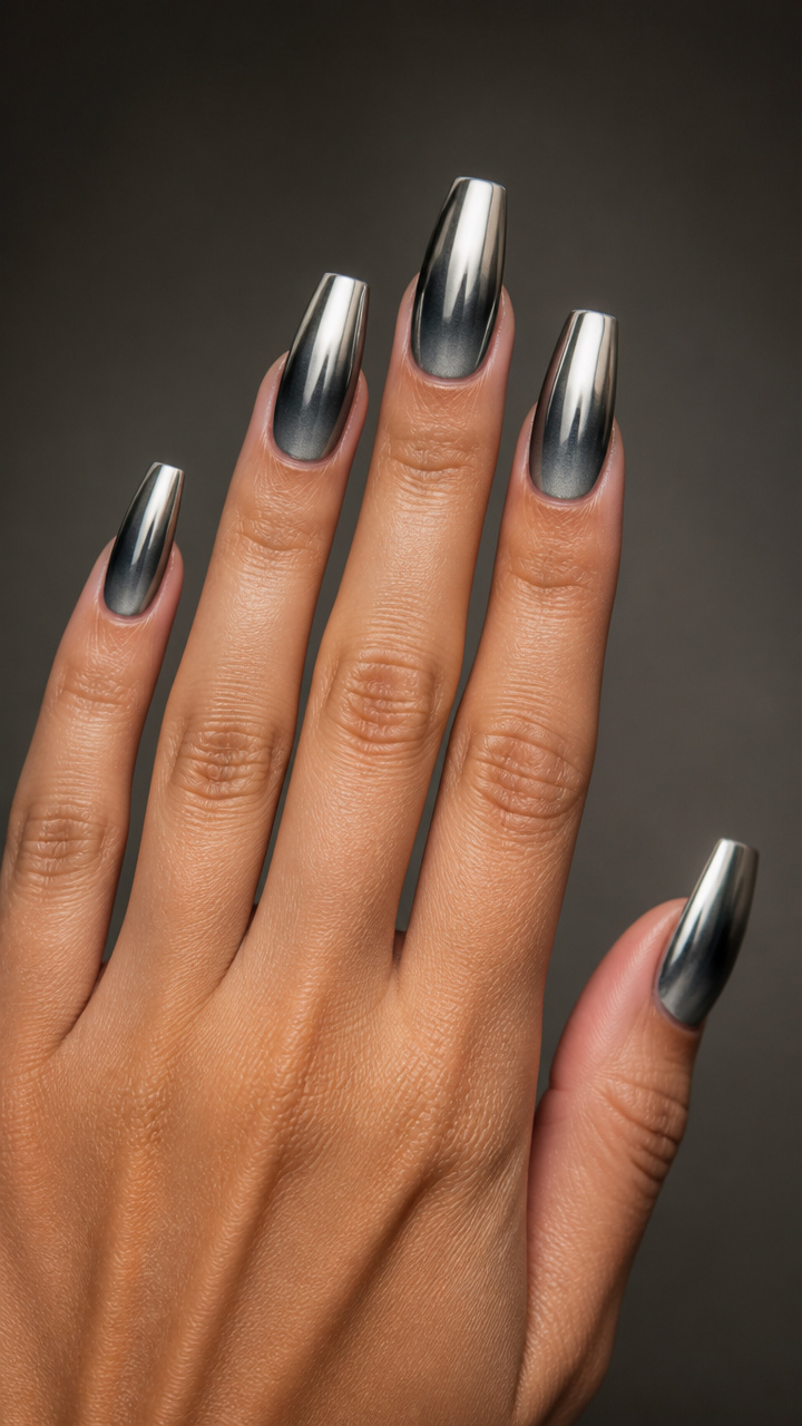 Gunmetal Gray Ombre with Chrome Accent