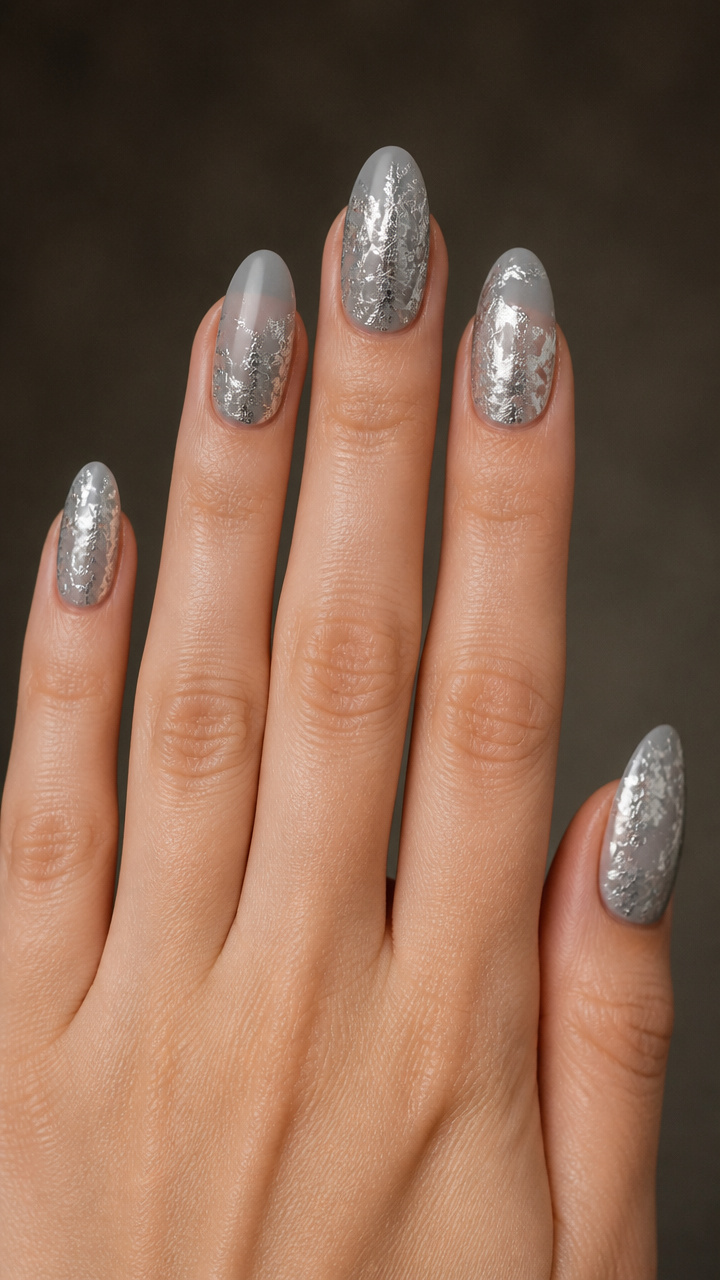Silver Leaf Accents on Frosted Gray Base
