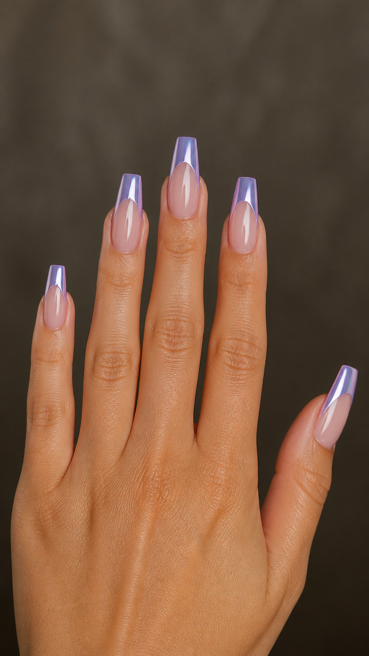 Icy Lavender Chrome Tips