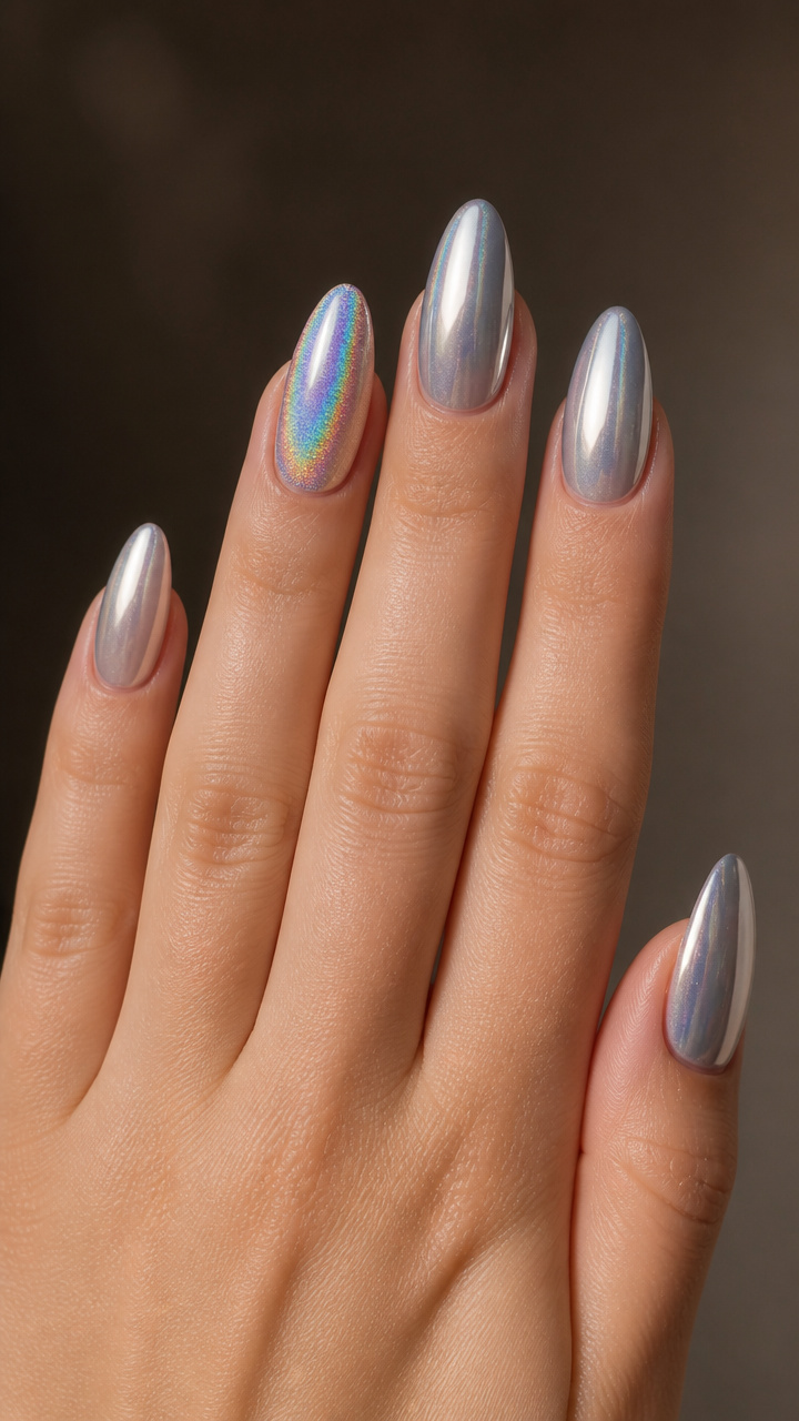 Holographic Powder Accent Nail