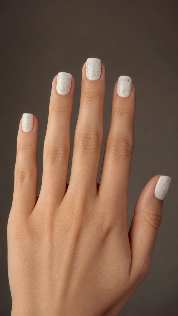 Powdered Sugar Matte Finish with Tiny Rhinestone Flakes