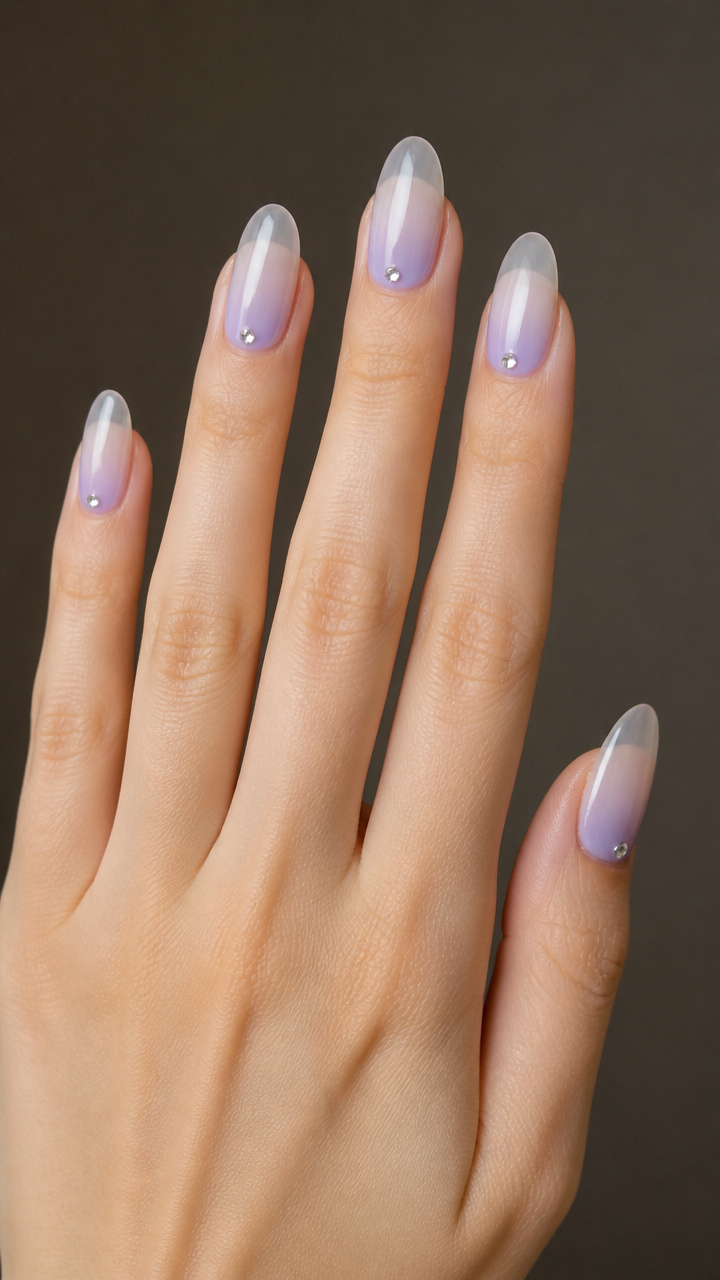Icy Lilac Ombré with Rhinestone Accent