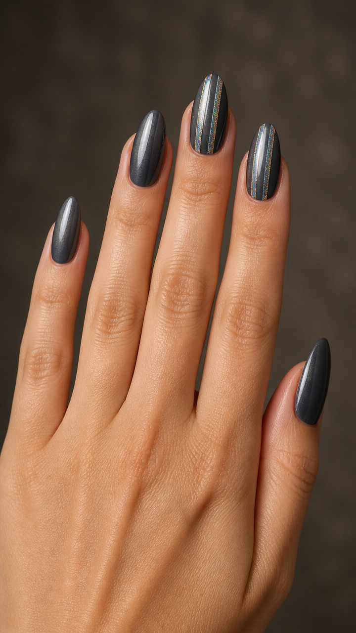 Gunmetal Gray with Holographic Striping