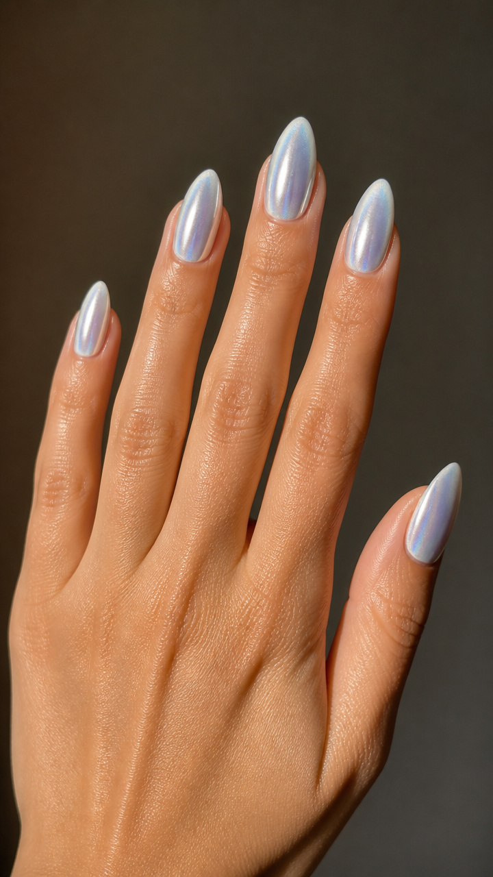 Frosted Silver Chrome Almond