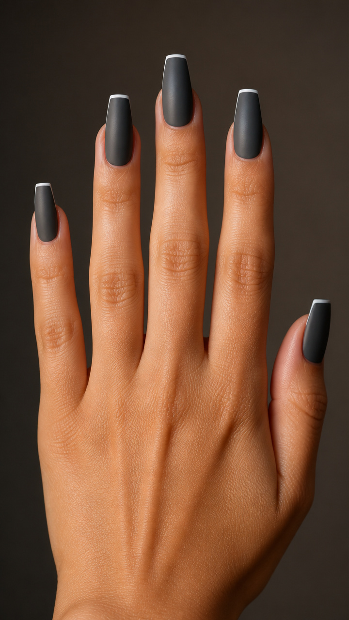 Charcoal Gray Matte Coffin with White Liner
