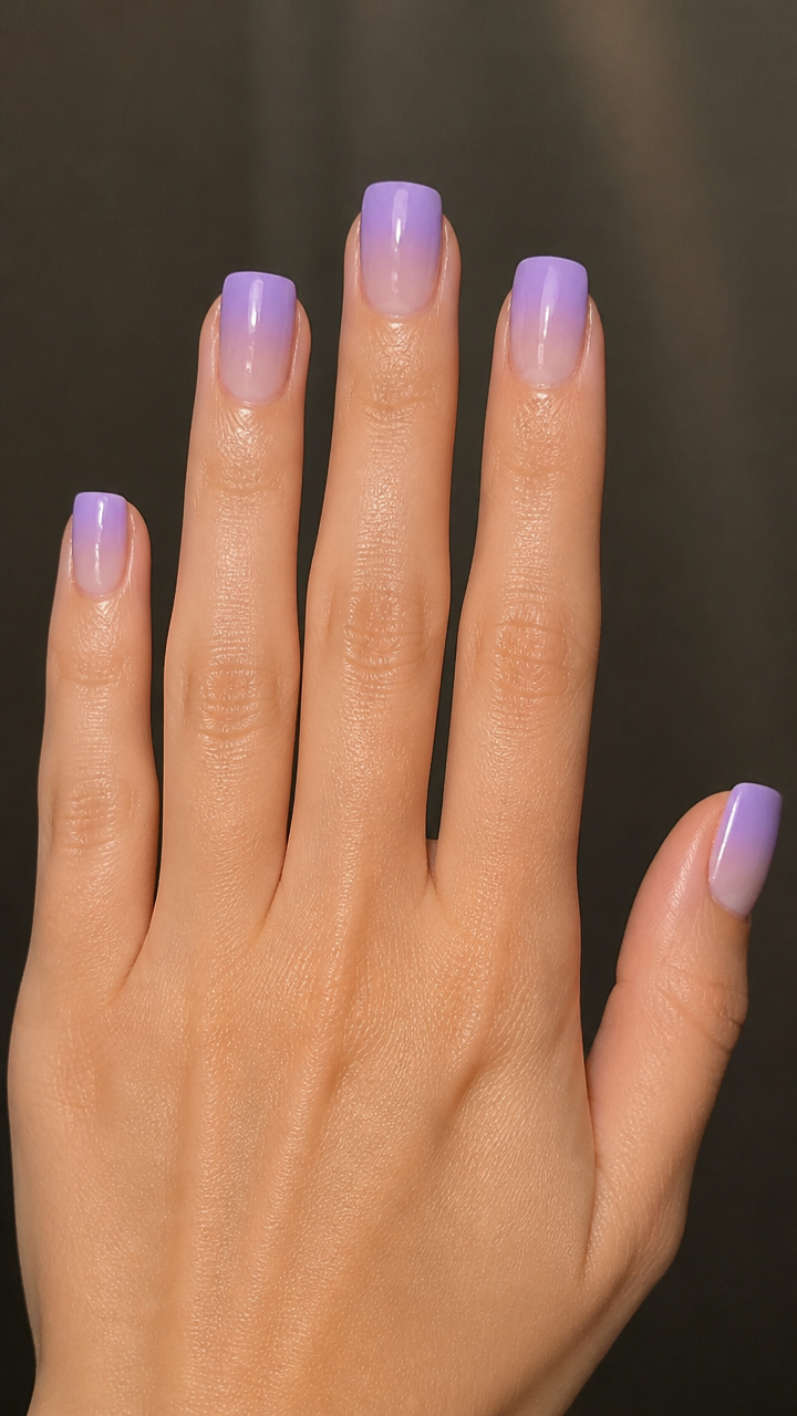 Icy Lavender Ombré on Square Short Nails