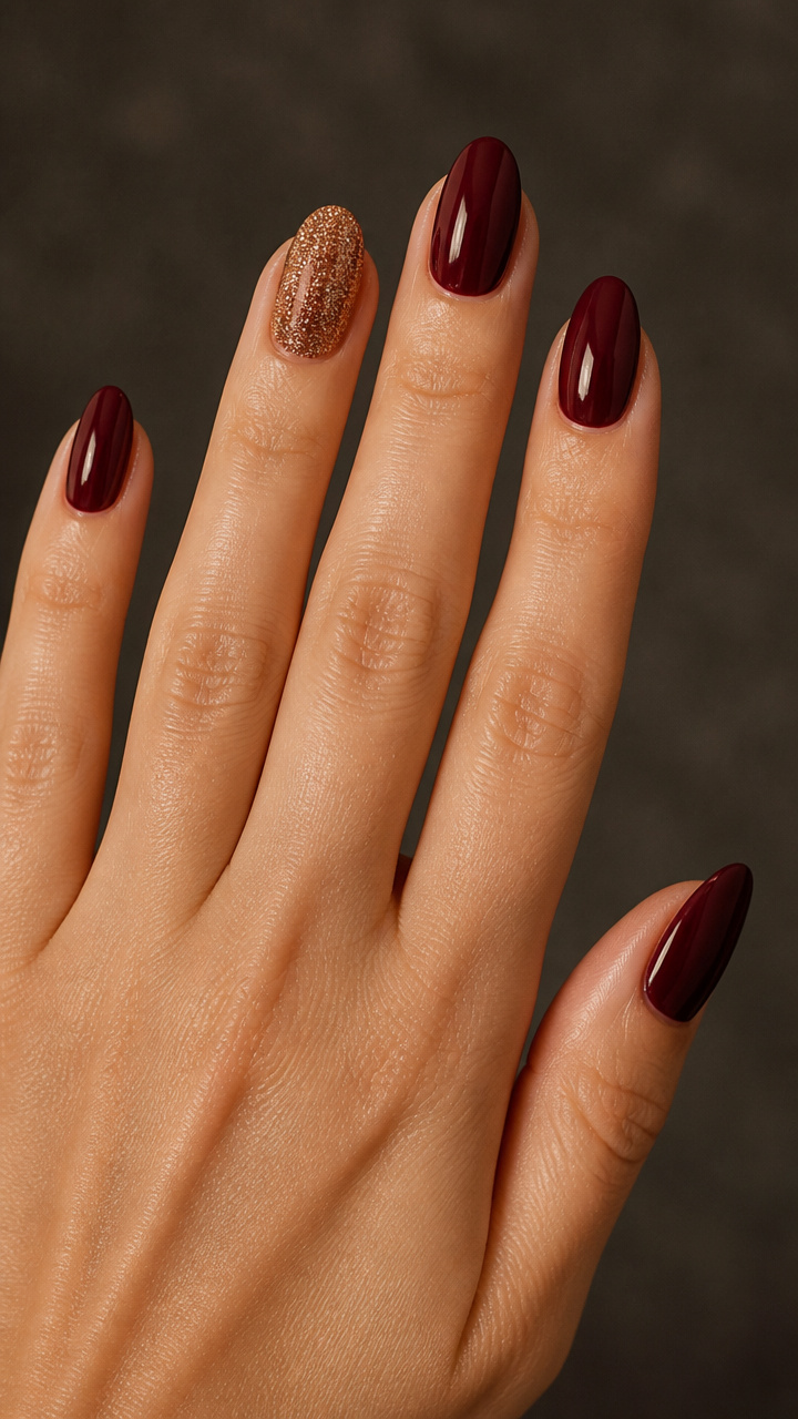 Deep Burgundy with Gold Micro Glitter Accent