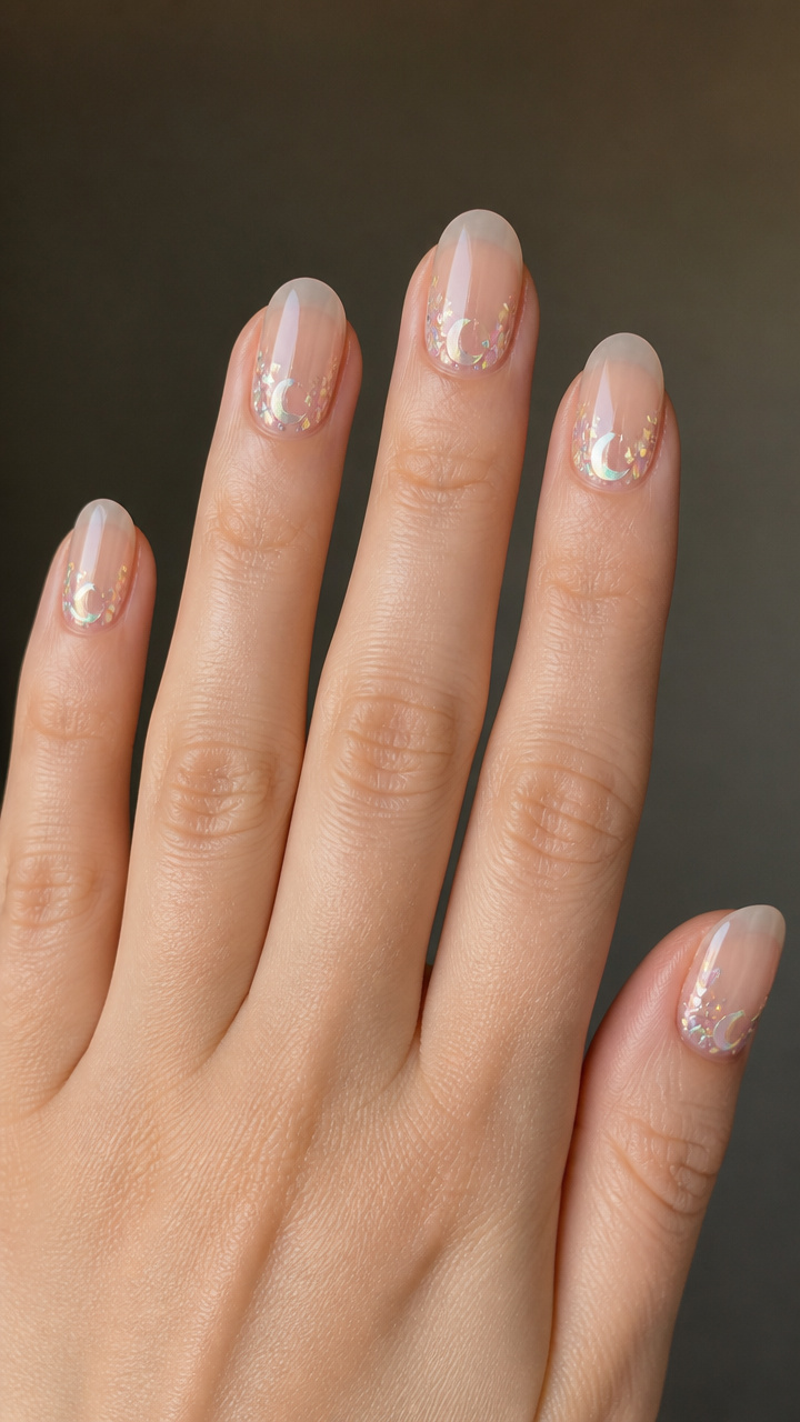 Clear Gloss with Pressed Iridescent Flakes