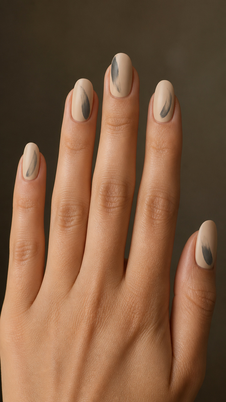 Nude Beige with Single Abstract Brushstroke