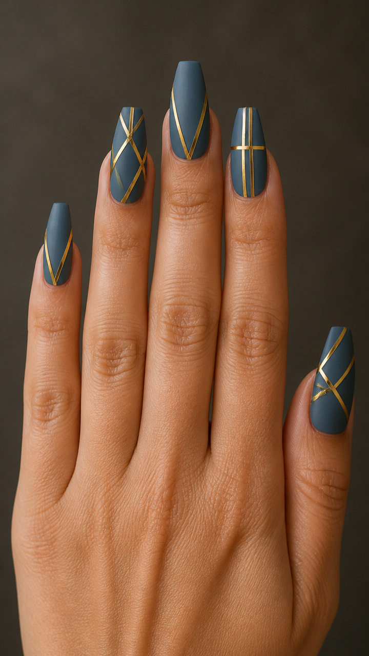 Slate Blue with Geometric Gold Tape