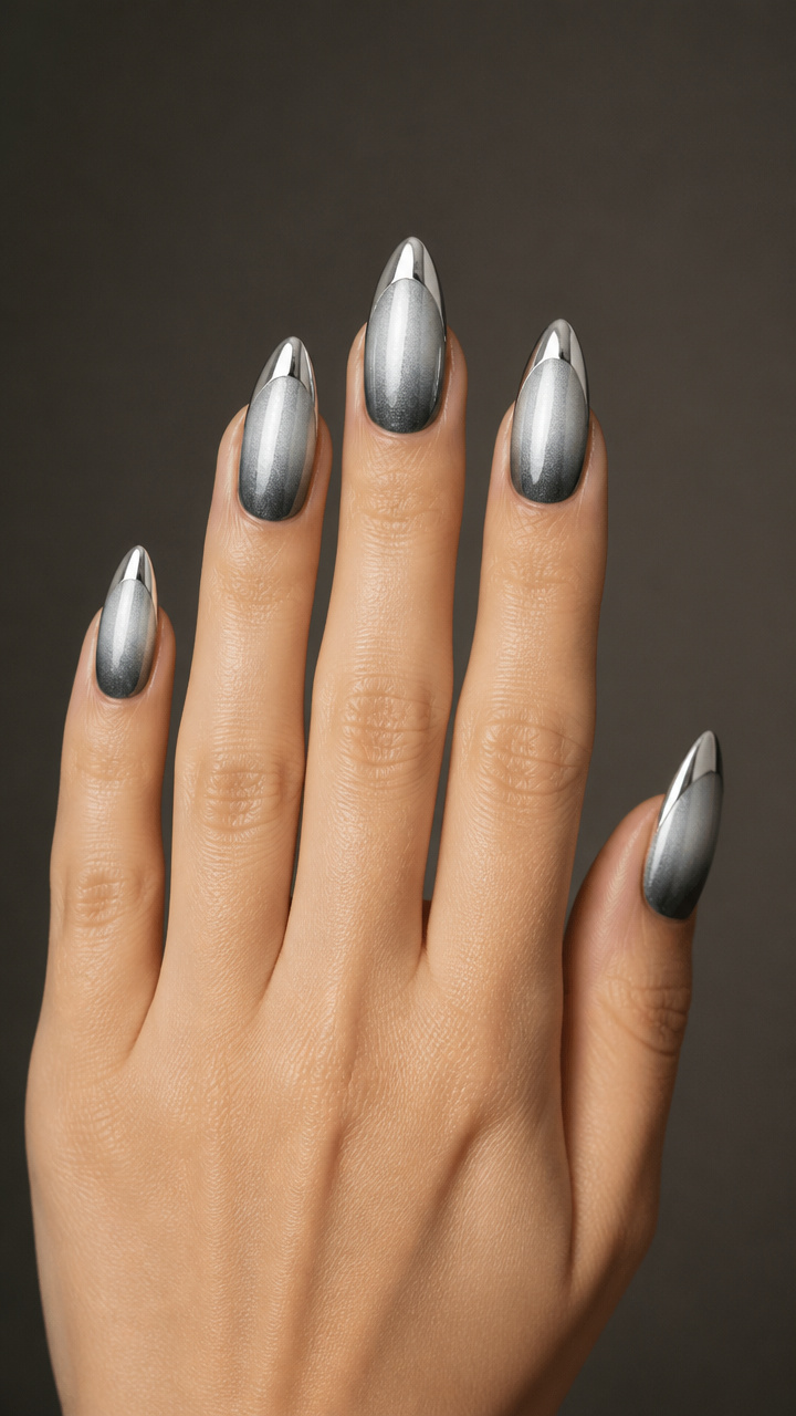 Frosted Silver Ombré with Chrome Accents