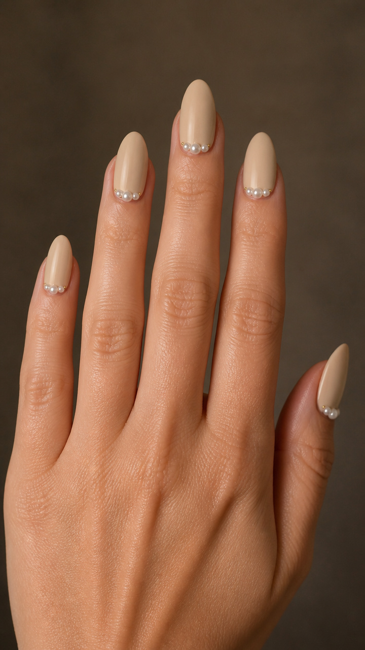 Toasted Almond Beige with Pearl Clusters