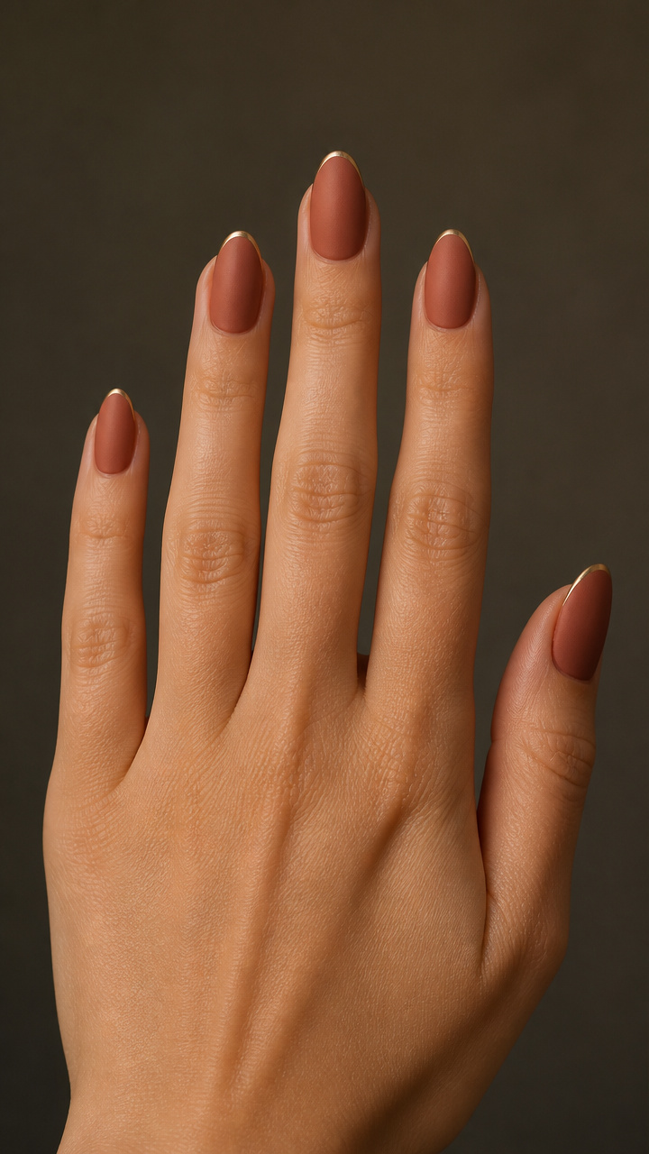 Muted Terracotta with Matte Finish and Thin Gold Rim