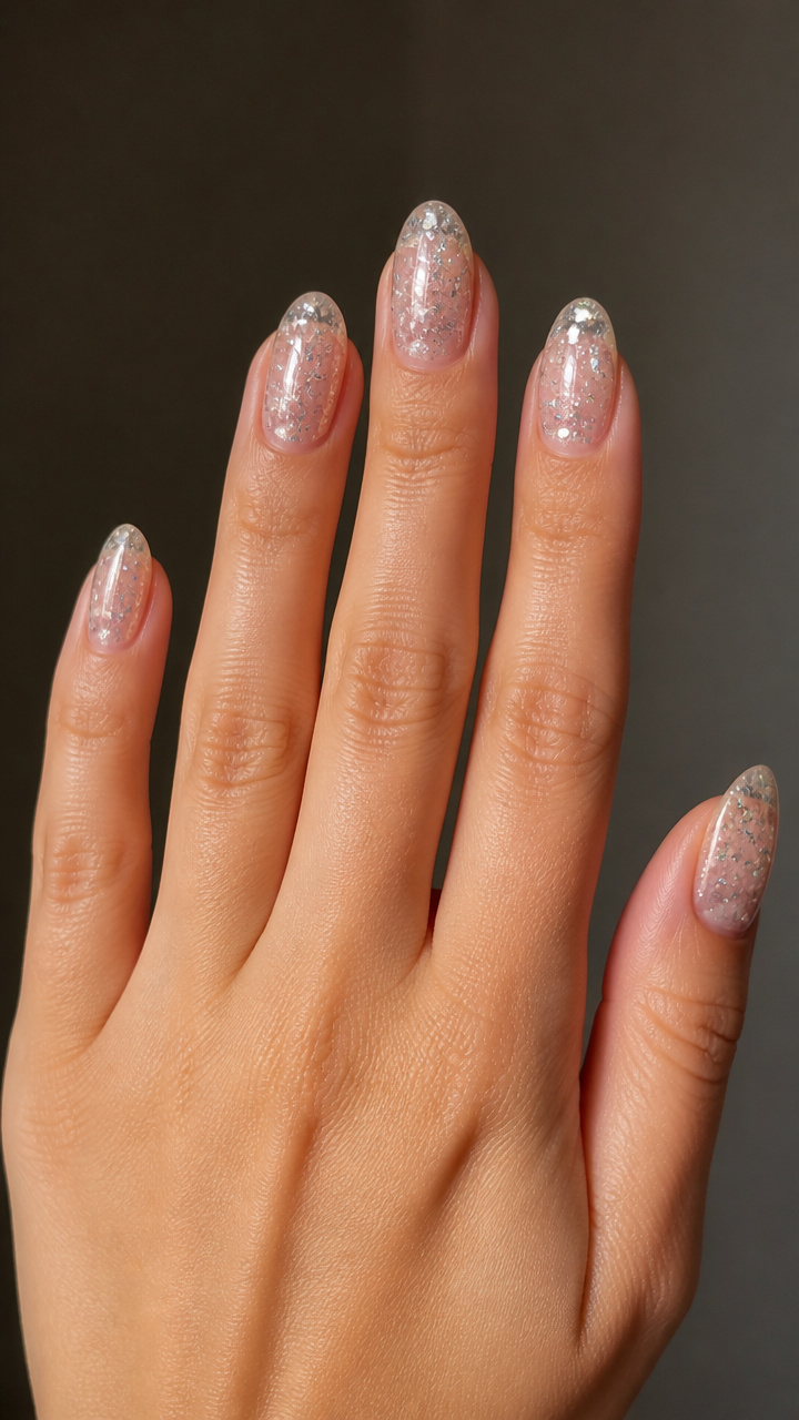 Clear Jelly Nails with Suspended Glitter Flecks