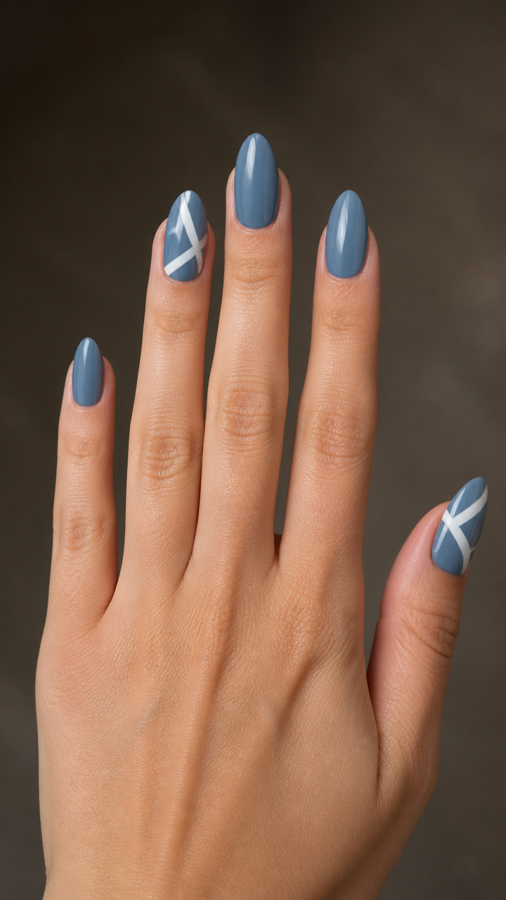 Slate Blue with Geometric White Accents