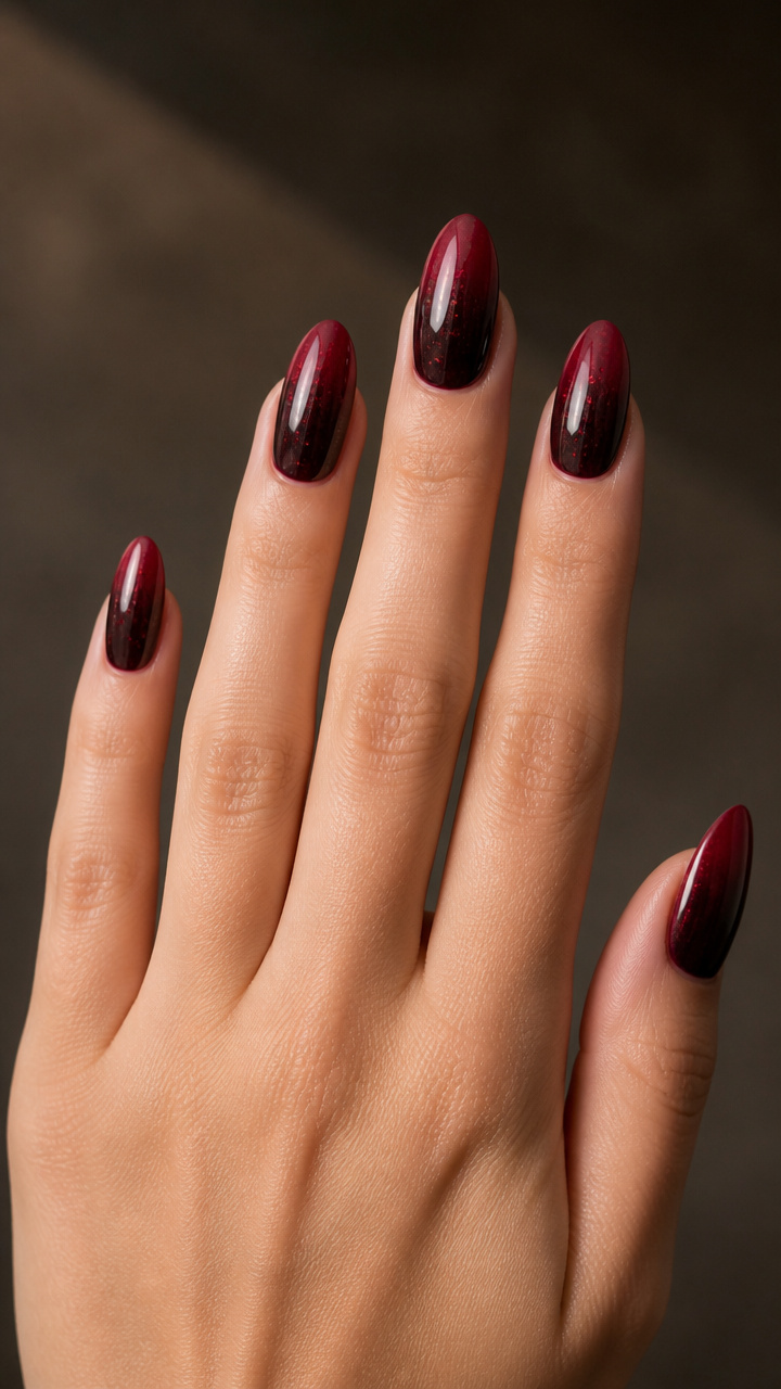 Black Cherry Ombre with Hidden Glitter Core