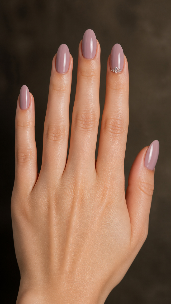 Pale Mauve with Tiny Rhinestone Cluster Accent