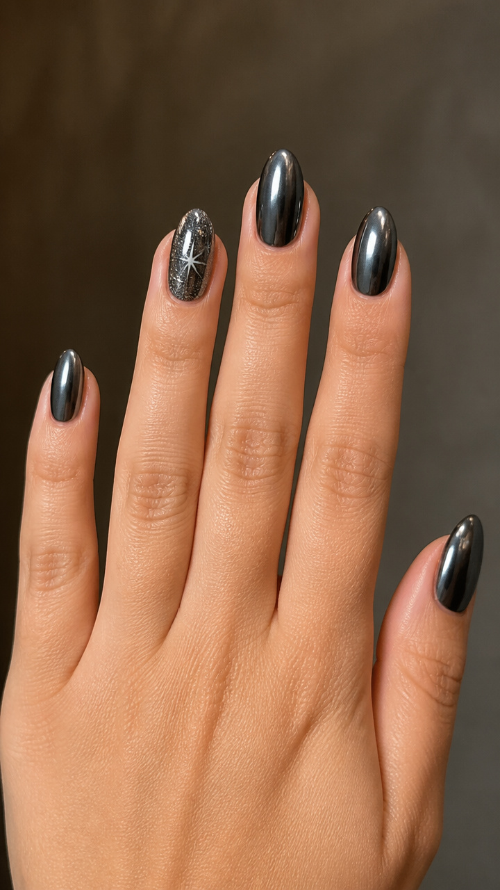 Charcoal Chrome with One Shimmery Accent
