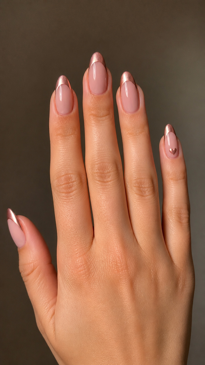 Rose Gold Tips with Tiny Heart Accent