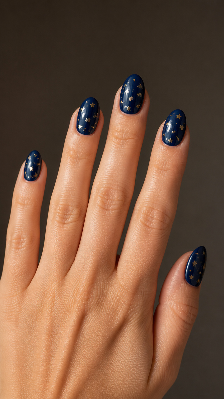 Navy Blue with Tiny Gold Stars