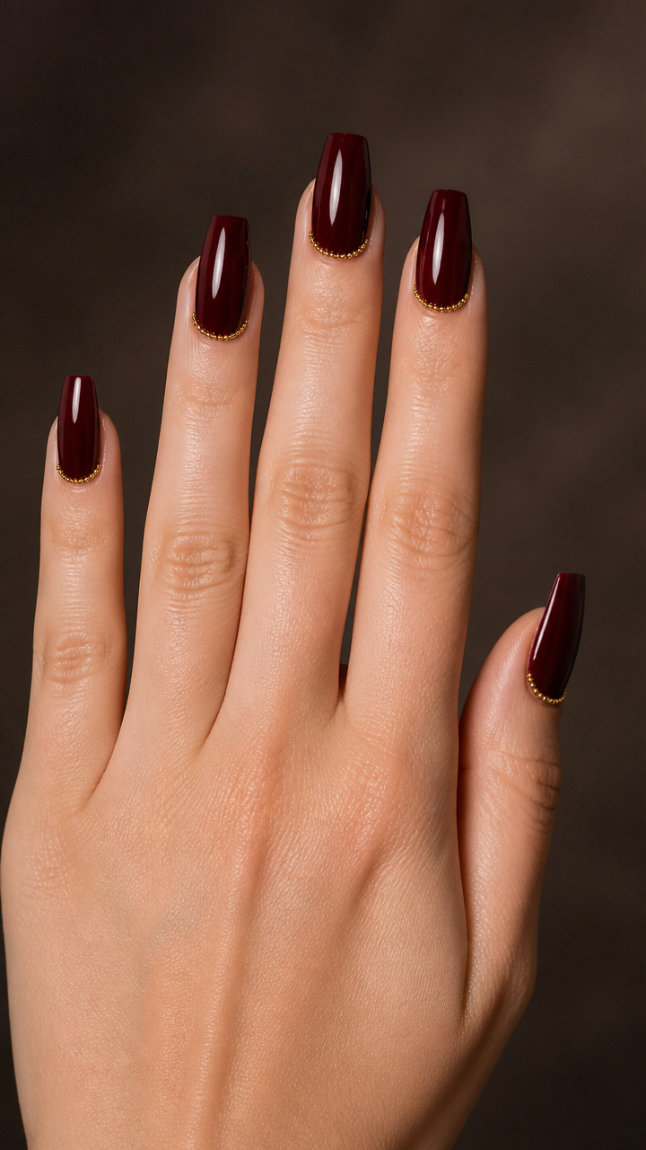 Deep Burgundy Glaze with Gold Microbeads