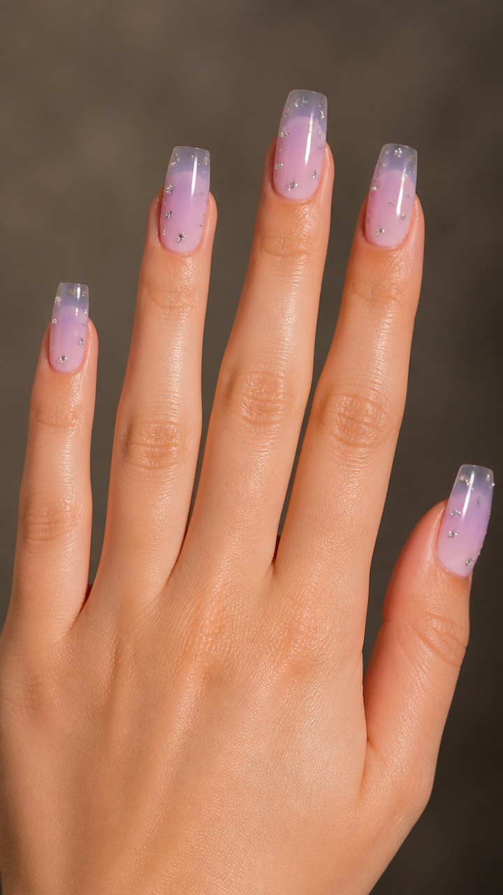 Icy Lavender Ombré with Clear Rhinestones