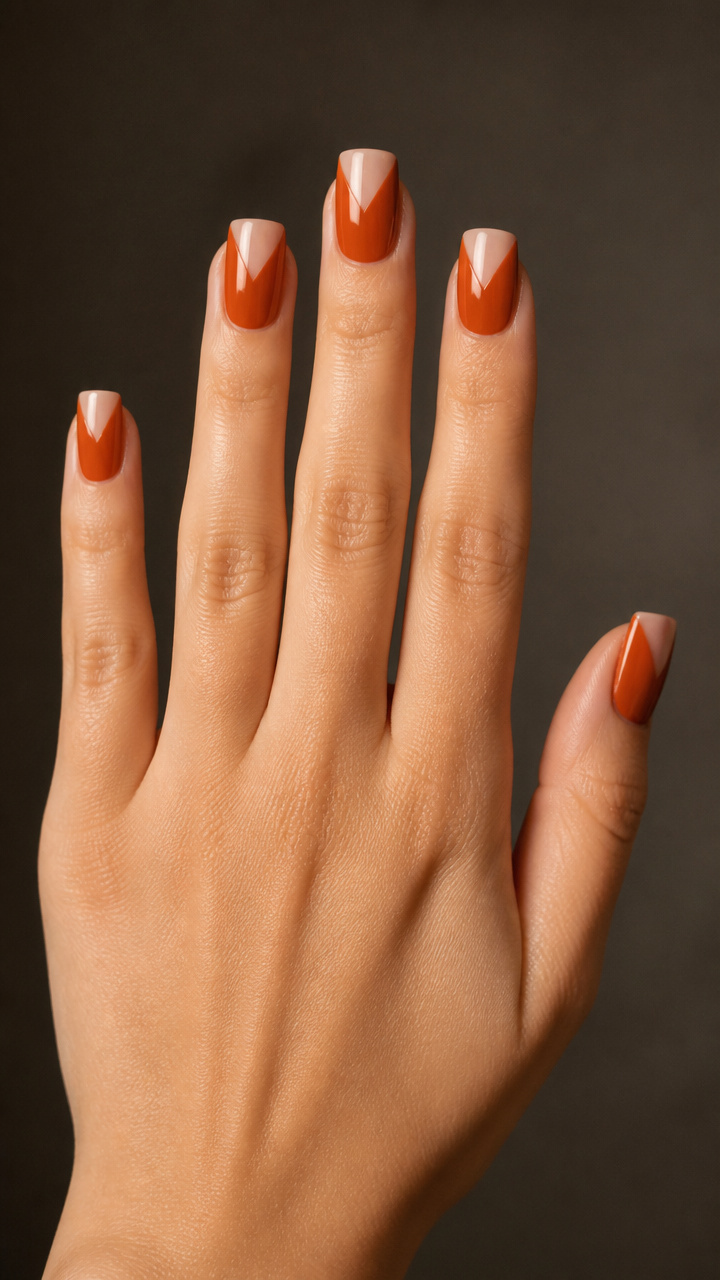 Rust Orange with Negative Space Triangle