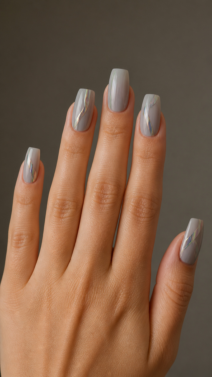 Pale Grey with Floating Chrome Inlay