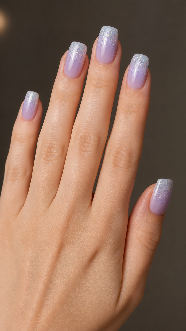 Frosted Lavender Ombré with Glitter Gradient