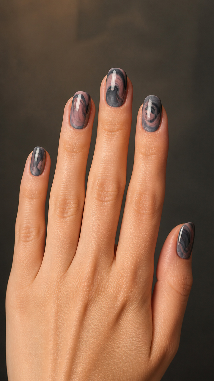Charcoal & Blush Marbled Swirls