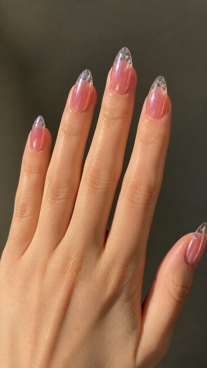 Icy Clear Tips with Inner Pink Glow