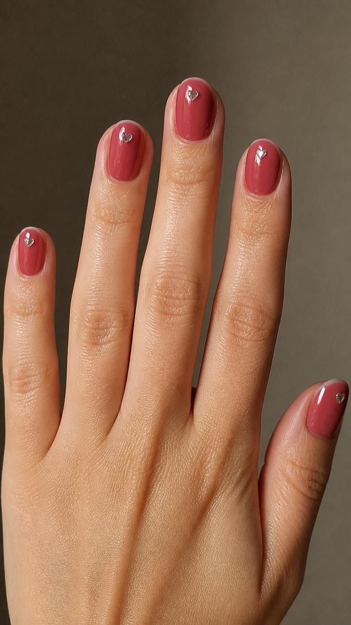 Sheer Berry Tint with Tiny Rhinestone Hearts