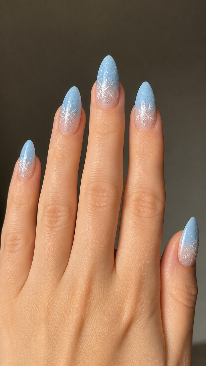 Powder Blue Ombre with Snowflake Accents
