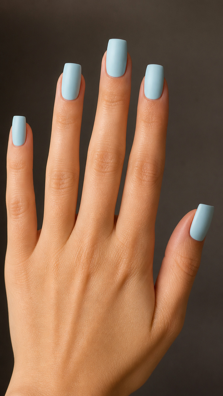 Pale Aqua Matte Square Nails