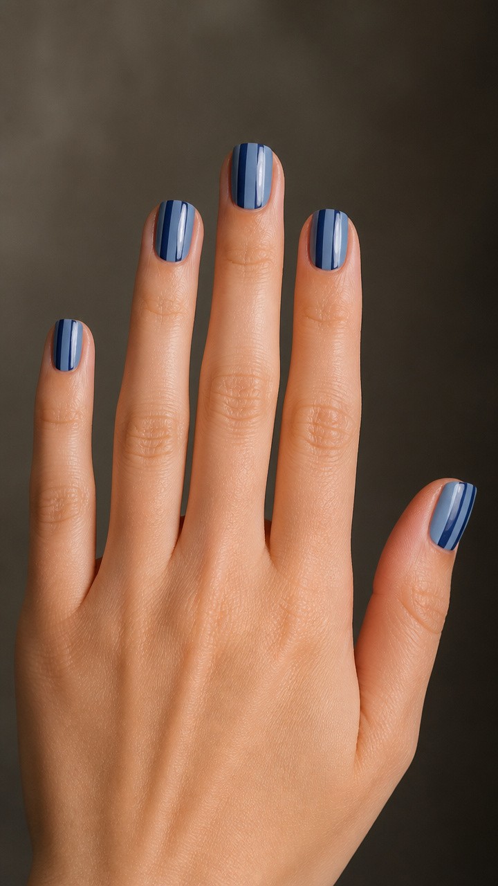 Blue-Grey Tonal Stripes on Short Squares