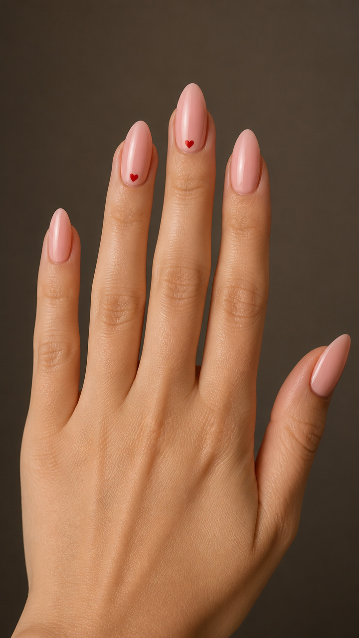 Blush Almond with Micro-Heart Accents