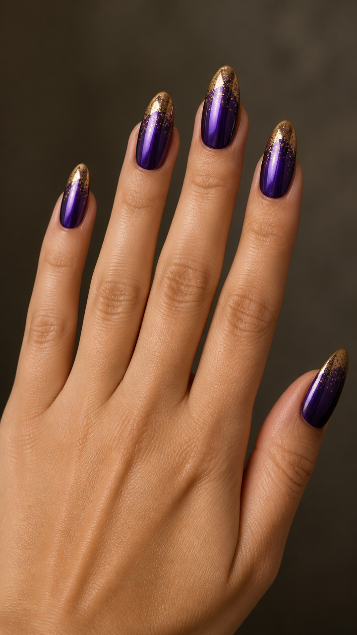 Royal Purple Chrome Tips with Gold Flecks