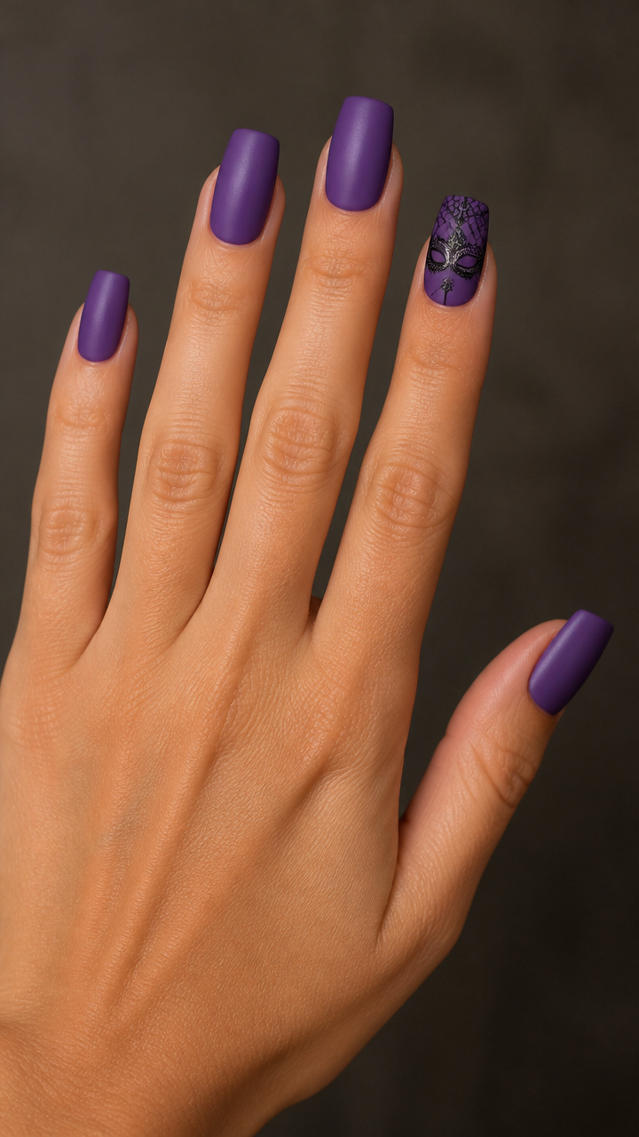 Mardi Gras Mask Matte Manicure