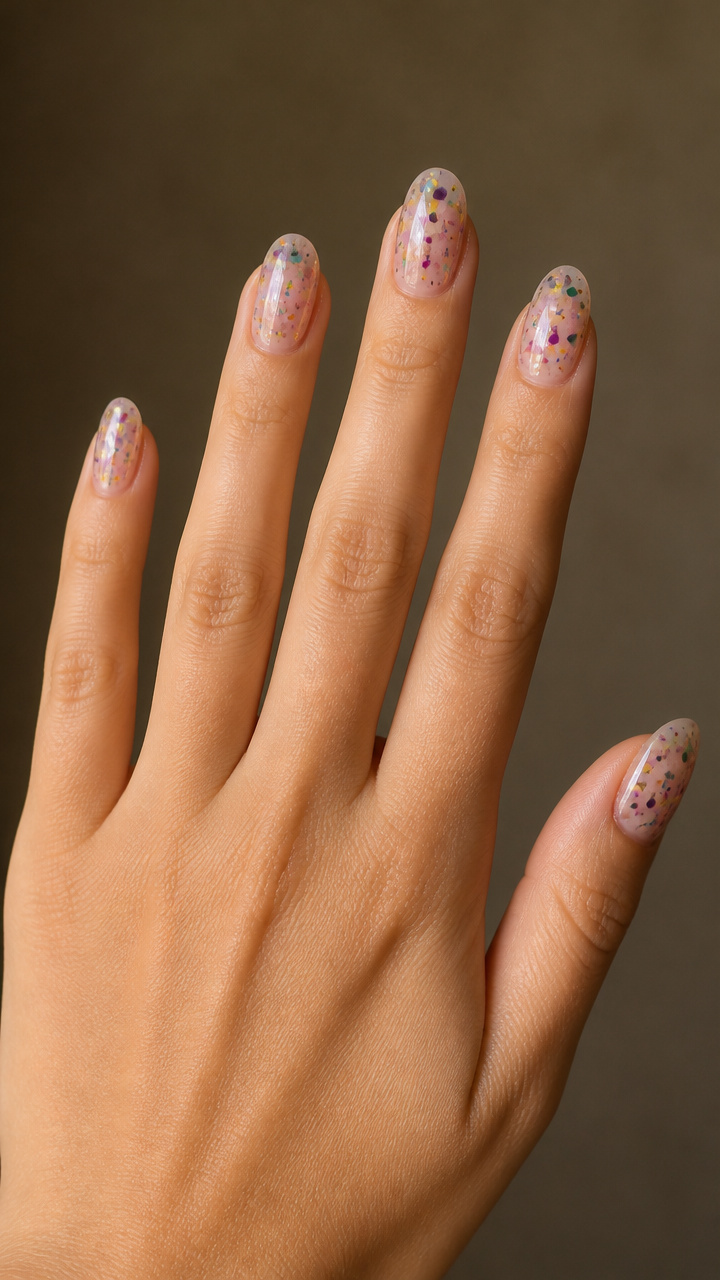 Confetti Splash on Translucent Jelly Nails